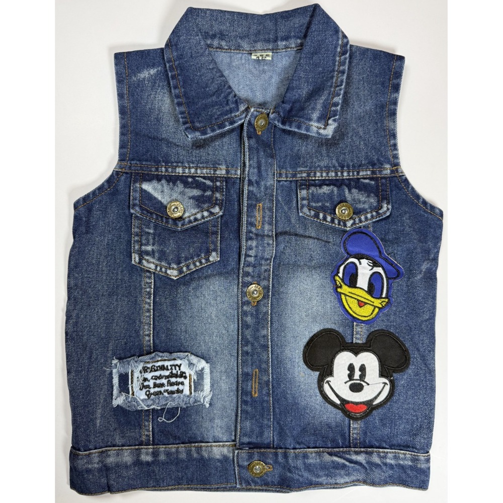 Disney Mickey Mouse Donald Duck Denim Vest Kids Size 11